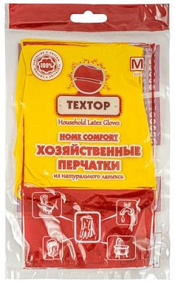 Перчатки хозяйственные латексные Home Comfort, Текстоп (M) (х1/240) Китай