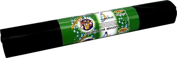 Мешки мусорные ПВД 120л 70x110см В рулонах (Универсальные, по 10 шт) Идеал (х1/20) [упаковка]